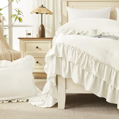 Ivory Ruffle Comforter Set Queen Size