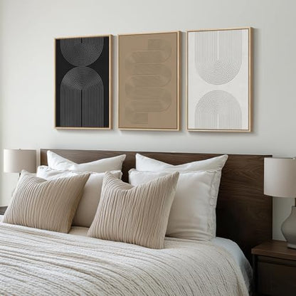 Framed Black and White Neutral Abstract Wall Art set (3 Count)