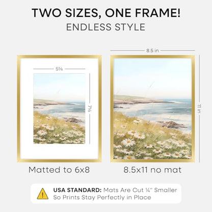 8.5x11 Gold Picture Frame