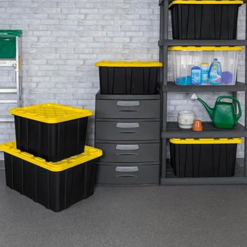 Industrial Storage Tote with Lids for Garage (4 Count)