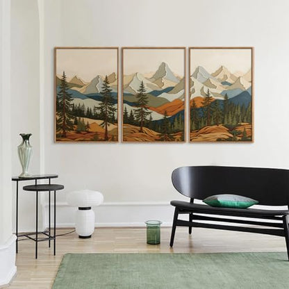 Vintage Mountains Framed Canvas Wall Art
