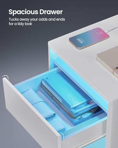 LED Nightstand with Charging Station