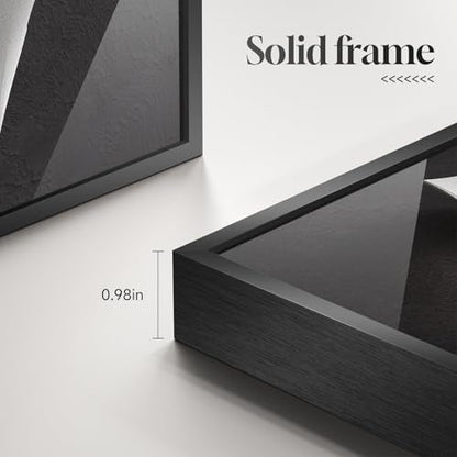 Large Framed Black and White Elegant Abstract Wall Art