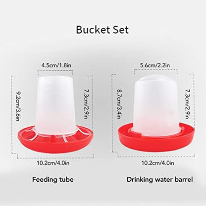 Zerodis Poultry Feeder, Chicken Feeder and Waterer Kit Rotating Sleeve Chicken Drinker Food Dispenser with Automatic Water Discharge Hollow Feeder Kit for Gardens Greenhouses