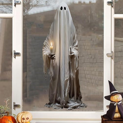 Halloween Window Clings for Glass 2 Sheets Ghost Window Decals Spooky Window Stickers Reusable Windows Cling for Halloween Fall Party Supplies Home School Office Glass Decorations (2 Count)