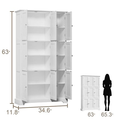 63.2" Tall Bathroom Storage Cabinet with 9 Doors