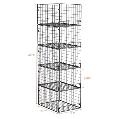 5 Tier Stackable Closet Storage Baskets