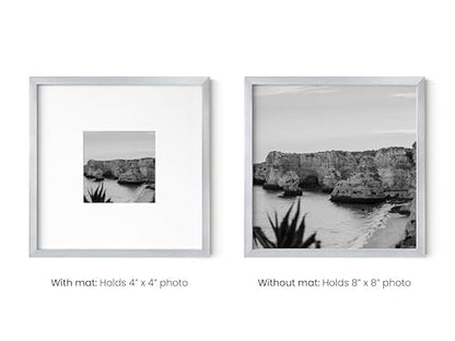 8x8 Silver Metal Picture Frames Matted to 4x4