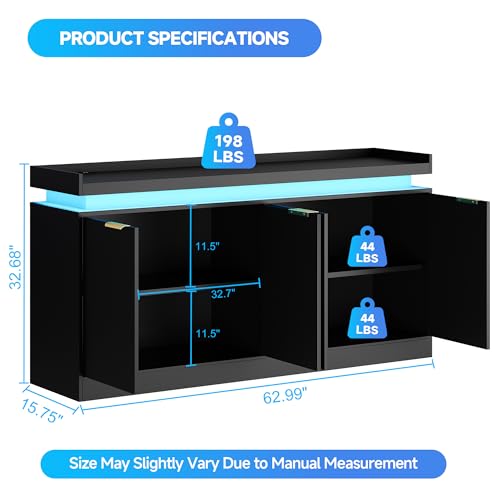 LED Sideboard Buffet Cabinet with Storage