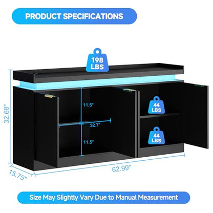 LED Sideboard Buffet Cabinet with Storage