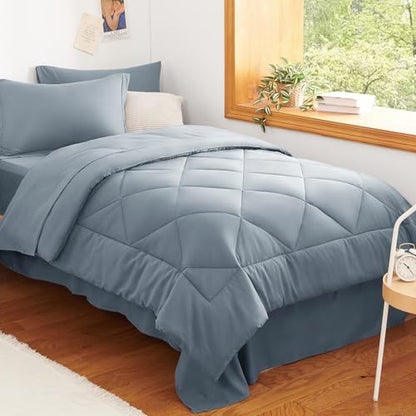 Twin Comforter Set with Sheets Dusty Blue