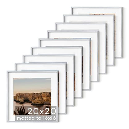 20x20 Silver Metal Picture Frames Matted to 16x16