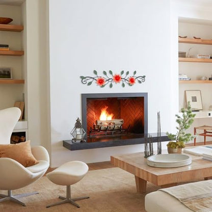 Metal Wall Art Modern Minimalist Metal Flowers Indoor Decor Horizontal Wall Art Iron Artwork