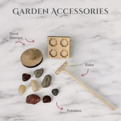 Wooden Zen Garden with Accessories Box