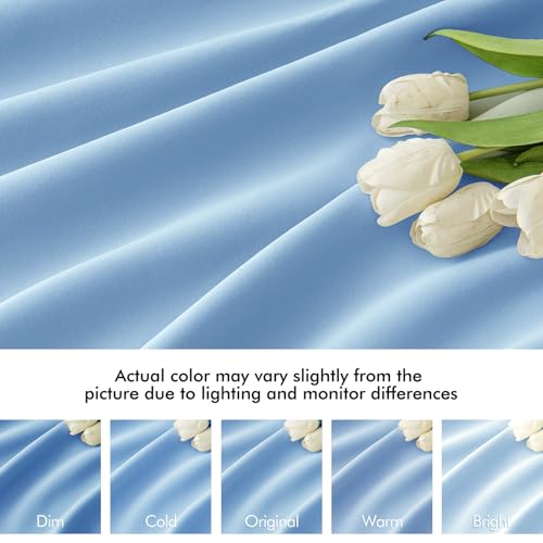 Sky Blue Back Tab Blackout Curtains 52x108 Inch Long 2 Panels Set (2 Count)