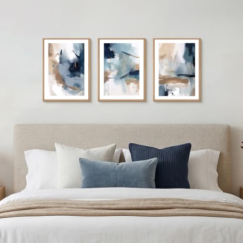 Abstract Navy Blue Framed Canvas Wall Art