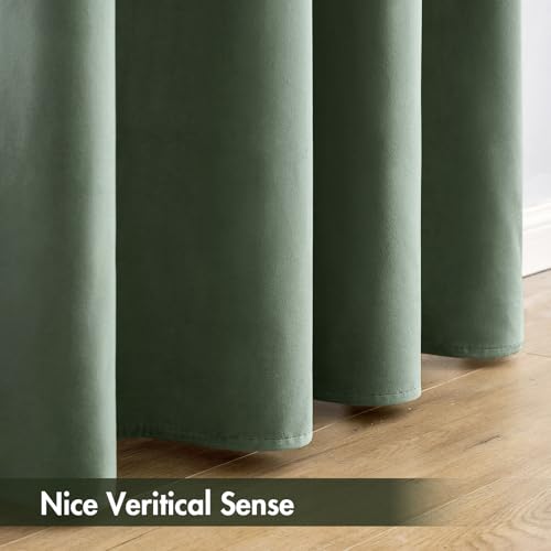Sage Green Blackout Velvet Curtains Drapes 63 Inch Long 52"x63" (2 Count)