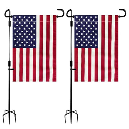 2 Pack Garden Flag Stand with American Flag Garden Flag Heavy Duty Metal Yard Flag Holder Pole Stake Small Flag Stands for Garden Flags 12 x 18 with Clips and Stopper (2 Count)