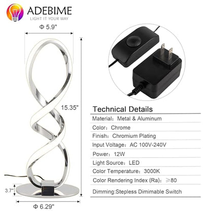 LED Spiral Bedside Table Lamp