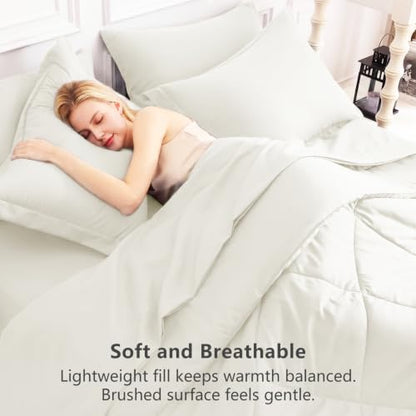 Queen Comforter Set with Sheets Ivory