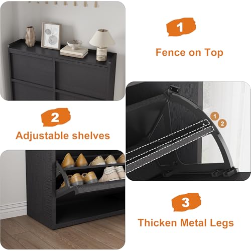 Shoe Cabinet with 6 Flip Drawers