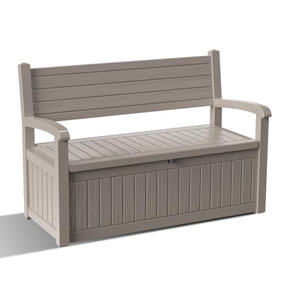 80 Gallon Outdoor Storage Bench Lockable Deck Box Outdoor Storage Box Waterproof for Patio