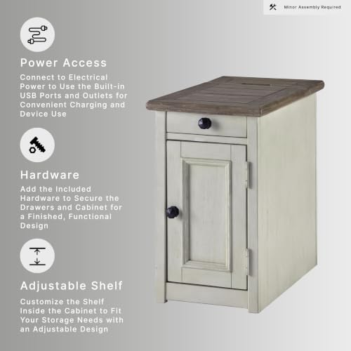 Bolanburg Farmhouse End Table with USB & Outlets