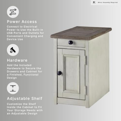 Bolanburg Farmhouse End Table with USB & Outlets