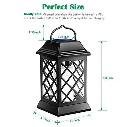 Flickering Flame Solar Lights Outdoor Metal Hanging Lantern (2 Count)
