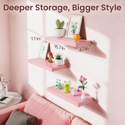 Pink Floating Shelves 15.7in