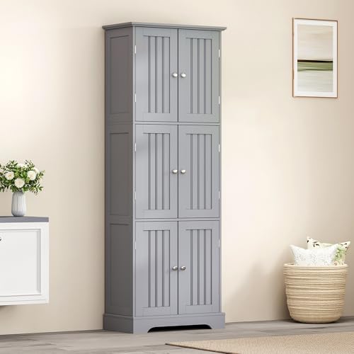 63.2" Tall Bathroom Storage Cabinet with 6 Doors
