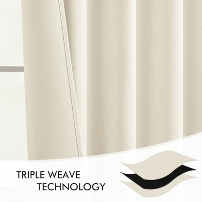 Birch Back Tab Blackout Curtains 52x72 Inches Long 2 Panels Set