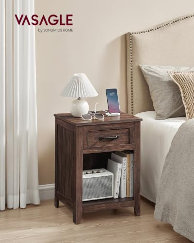 Farmhouse Nightstand with Charging Station