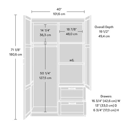 Select Multipurpose Bedroom Armoire Wardrobe Closet Pantry Storage Cabinet with Storage Drawers and Hanging Rail
