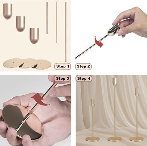 54 Pcs Glod Candle Holders Set