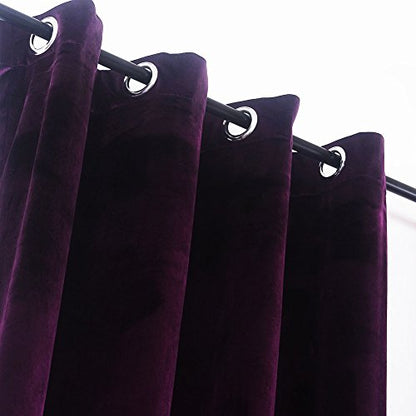 Set of 2 Heavy Velvet Flannel Blackout Window Curtains Drapes with Top Grommet Draperies Eyelet 52 Inches Wide by 120 Inches Long (2 Count)