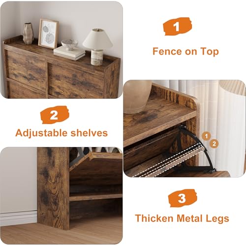 Shoe Cabinet with 4 Flip Drawers