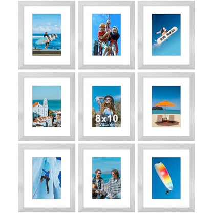 8x10 Picture Frames Set of 9 for Wall or Tabletop Display (9 Count)