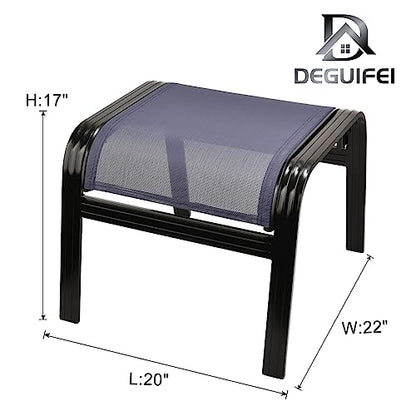 Deiguifei Outdoor Footstools Patio Ottoman All Weather Aluminum Indoor Outdoor Small Seat Foot Rest 2 Set Navy Blue (2 Count)