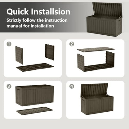 110 Gallon Waterproof Large Resin Deck Box