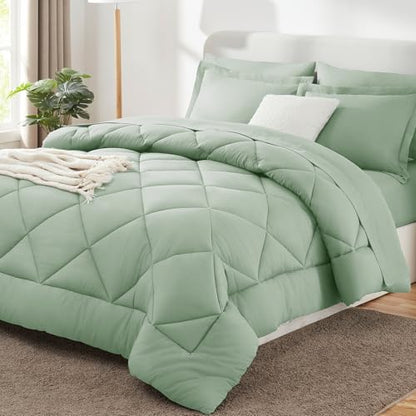 Queen Comforter Set with Sheets Sage Green