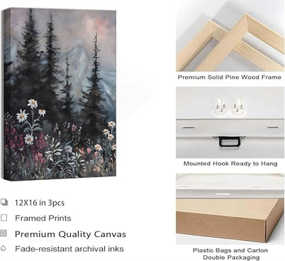 3Pcs Full Moon Forest Canvas Wall Art 16x24in (3 Count)