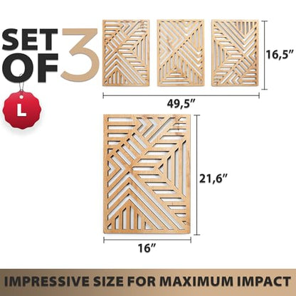 Modern Wooden Wall Sculptures (3 Count)