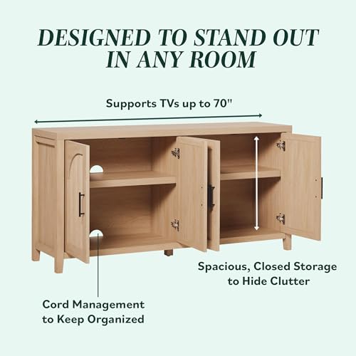 Sasha 4 Door Reeded Sideboard Buffet with Cord Management