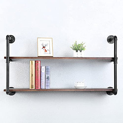 Industrial Pipe Shelves With Wood Planks