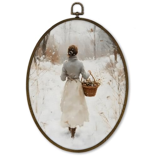 Vintage Winter Farmhouse Wall Art Decor Framed