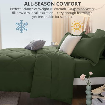 Queen Comforter Set Olive Green