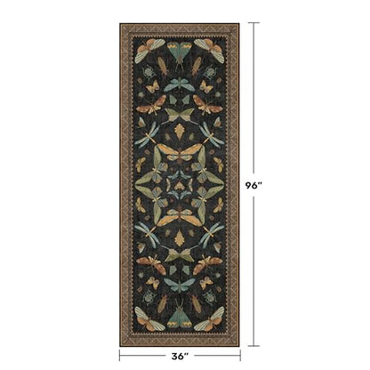 3x8 Green and Black Wide Hallway Runner Rugs (24 Sq Ft)