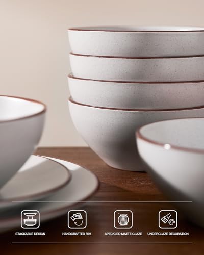 Venus Stoneware Dinnerware Sets with Pasta Bowls (24 Count)
