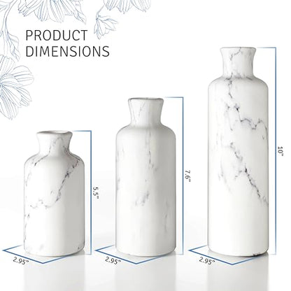White Marble Look Vases Home Decor (3 Count)